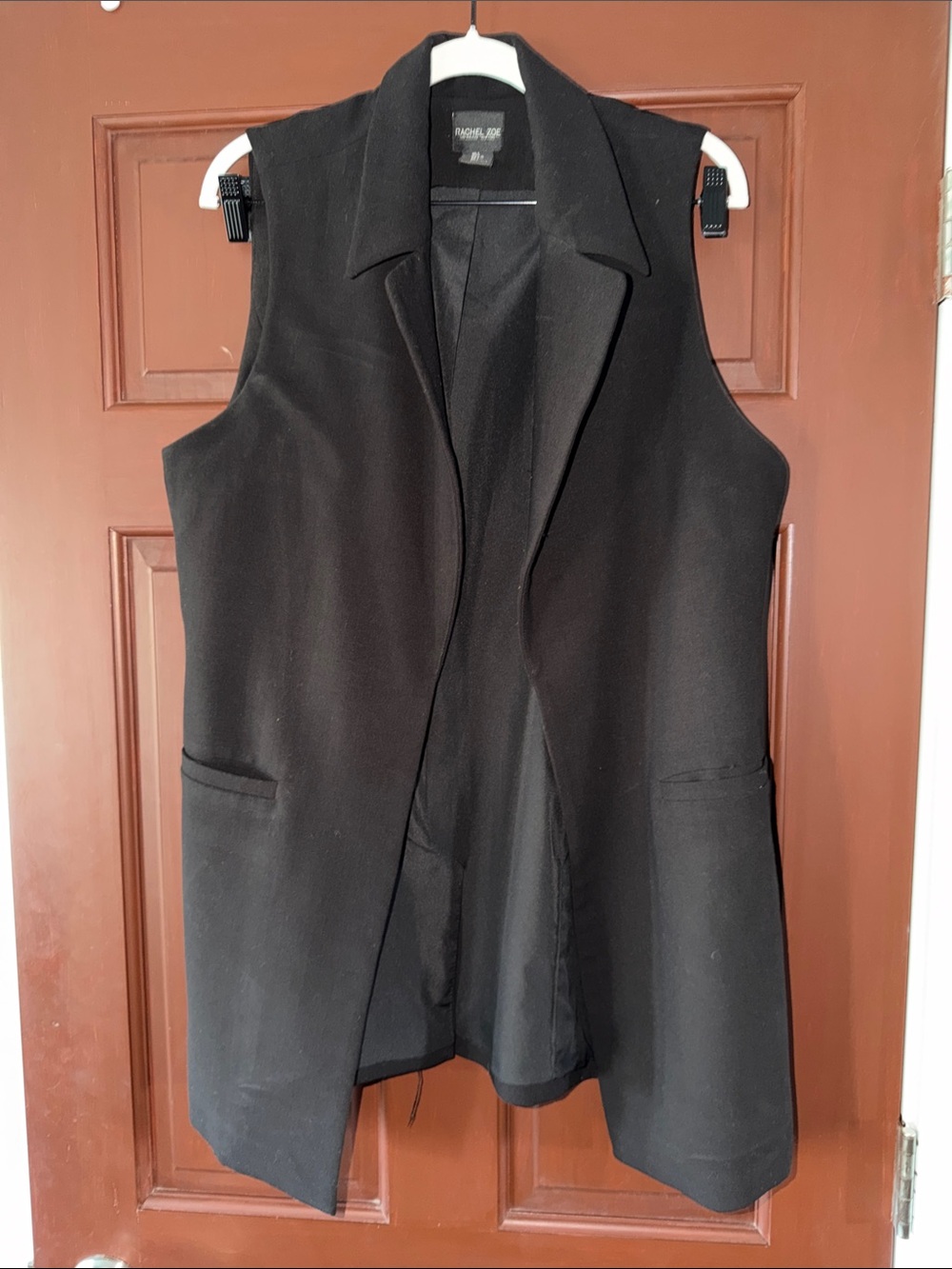 Rachel Zoe Black Sleeveless Long Vest Blazer
